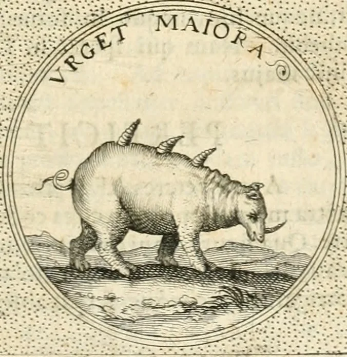 An illustration from Symbola diuina & humana pontificvm, imperatorvm, regvm : accessit breuis & facilis isagoge Iac. Typotii : ex mvsaeo Octavii de Strada civis Romani : tomus primus[-tertius], 1601, leaf 498