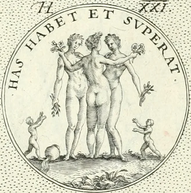 An illustration from Symbola diuina & humana pontificvm, imperatorvm, regvm : accessit breuis & facilis isagoge Iac. Typotii : ex mvsaeo Octavii de Strada civis Romani : tomus primus[-tertius], 1601, leaf 50