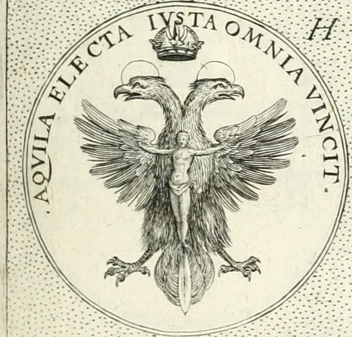 An illustration from Symbola diuina & humana pontificvm, imperatorvm, regvm : accessit breuis & facilis isagoge Iac. Typotii : ex mvsaeo Octavii de Strada civis Romani : tomus primus[-tertius], 1601, leaf 50