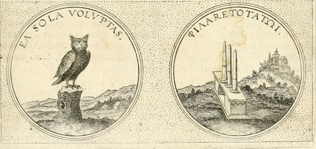 An illustration from Symbola diuina & humana pontificvm, imperatorvm, regvm : accessit breuis & facilis isagoge Iac. Typotii : ex mvsaeo Octavii de Strada civis Romani : tomus primus[-tertius], 1601, leaf 524