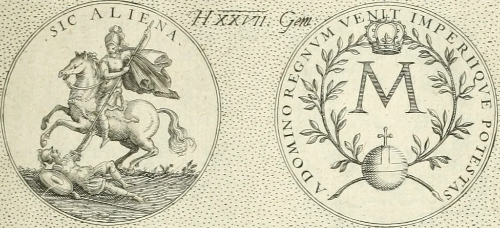 An illustration from Symbola diuina & humana pontificvm, imperatorvm, regvm : accessit breuis & facilis isagoge Iac. Typotii : ex mvsaeo Octavii de Strada civis Romani : tomus primus[-tertius], 1601, leaf 54