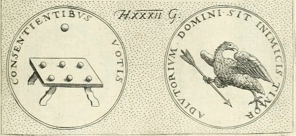 An illustration from Symbola diuina & humana pontificvm, imperatorvm, regvm : accessit breuis & facilis isagoge Iac. Typotii : ex mvsaeo Octavii de Strada civis Romani : tomus primus[-tertius], 1601, leaf 56