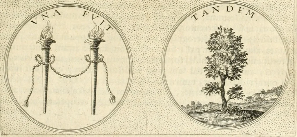 An illustration from Symbola diuina & humana pontificvm, imperatorvm, regvm : accessit breuis & facilis isagoge Iac. Typotii : ex mvsaeo Octavii de Strada civis Romani : tomus primus[-tertius], 1601, leaf 564