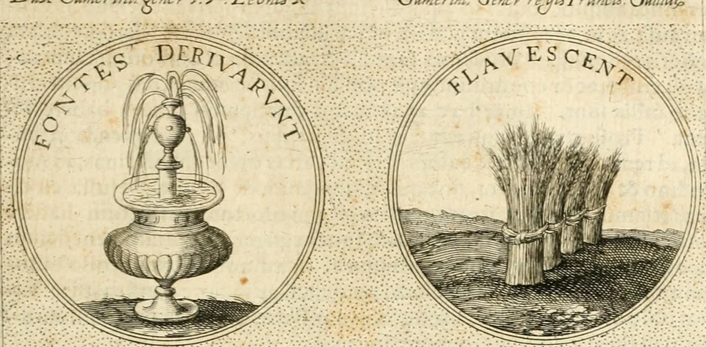 An illustration from Symbola diuina & humana pontificvm, imperatorvm, regvm : accessit breuis & facilis isagoge Iac. Typotii : ex mvsaeo Octavii de Strada civis Romani : tomus primus[-tertius], 1601, leaf 568