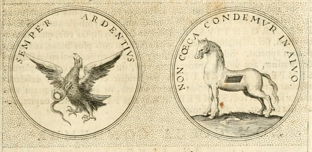 An illustration from Symbola diuina & humana pontificvm, imperatorvm, regvm : accessit breuis & facilis isagoge Iac. Typotii : ex mvsaeo Octavii de Strada civis Romani : tomus primus[-tertius], 1601, leaf 572