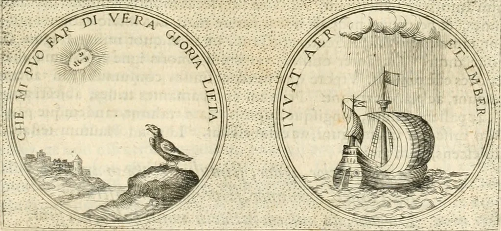 An illustration from Symbola diuina & humana pontificvm, imperatorvm, regvm : accessit breuis & facilis isagoge Iac. Typotii : ex mvsaeo Octavii de Strada civis Romani : tomus primus[-tertius], 1601, leaf 576