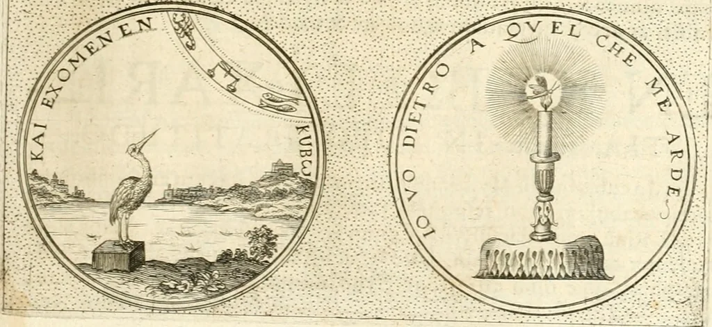 An illustration from Symbola diuina & humana pontificvm, imperatorvm, regvm : accessit breuis & facilis isagoge Iac. Typotii : ex mvsaeo Octavii de Strada civis Romani : tomus primus[-tertius], 1601, leaf 596