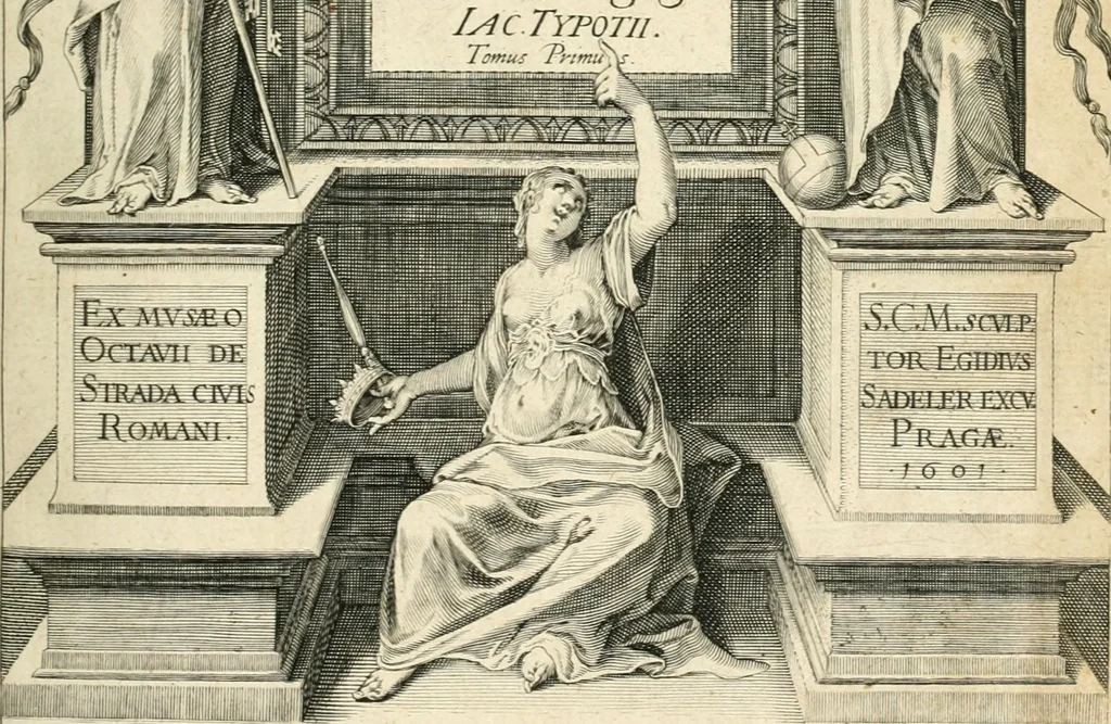 An illustration from Symbola diuina & humana pontificvm, imperatorvm, regvm : accessit breuis & facilis isagoge Iac. Typotii : ex mvsaeo Octavii de Strada civis Romani : tomus primus[-tertius], 1601, leaf 6