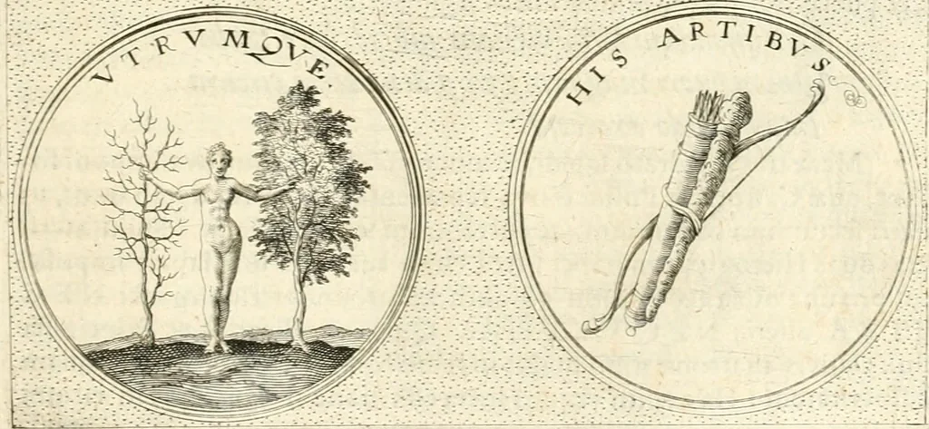 An illustration from Symbola diuina & humana pontificvm, imperatorvm, regvm : accessit breuis & facilis isagoge Iac. Typotii : ex mvsaeo Octavii de Strada civis Romani : tomus primus[-tertius], 1601, leaf 600