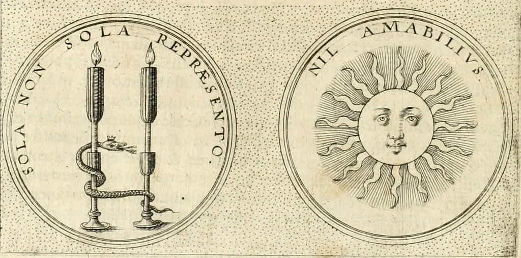 An illustration from Symbola diuina & humana pontificvm, imperatorvm, regvm : accessit breuis & facilis isagoge Iac. Typotii : ex mvsaeo Octavii de Strada civis Romani : tomus primus[-tertius], 1601, leaf 613