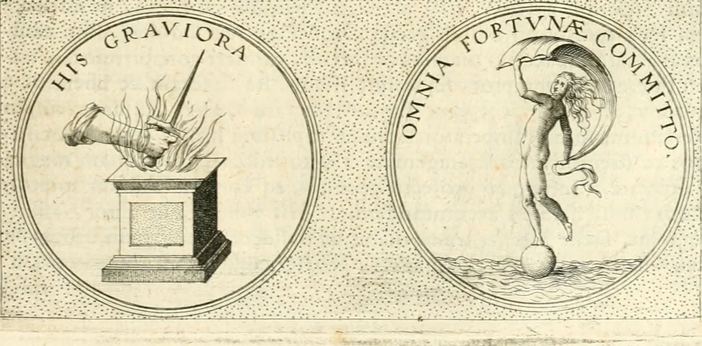 An illustration from Symbola diuina & humana pontificvm, imperatorvm, regvm : accessit breuis & facilis isagoge Iac. Typotii : ex mvsaeo Octavii de Strada civis Romani : tomus primus[-tertius], 1601, leaf 630