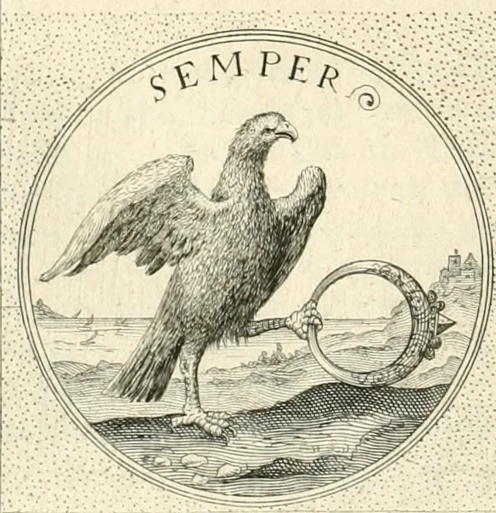 An illustration from Symbola diuina & humana pontificvm, imperatorvm, regvm : accessit breuis & facilis isagoge Iac. Typotii : ex mvsaeo Octavii de Strada civis Romani : tomus primus[-tertius], 1601, leaf 635