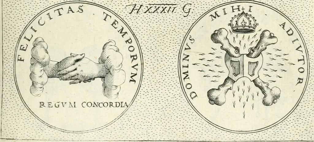 An illustration from Symbola diuina & humana pontificvm, imperatorvm, regvm : accessit breuis & facilis isagoge Iac. Typotii : ex mvsaeo Octavii de Strada civis Romani : tomus primus[-tertius], 1601, leaf 74