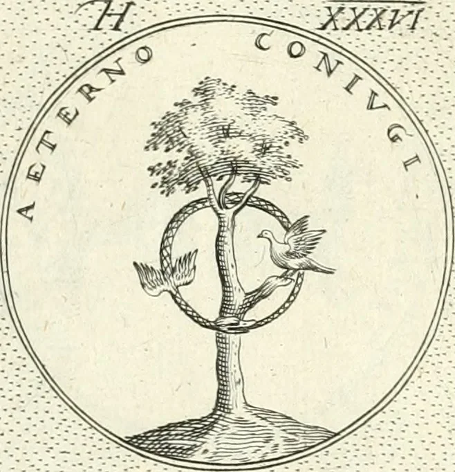 An illustration from Symbola diuina & humana pontificvm, imperatorvm, regvm : accessit breuis & facilis isagoge Iac. Typotii : ex mvsaeo Octavii de Strada civis Romani : tomus primus[-tertius], 1601, leaf 76
