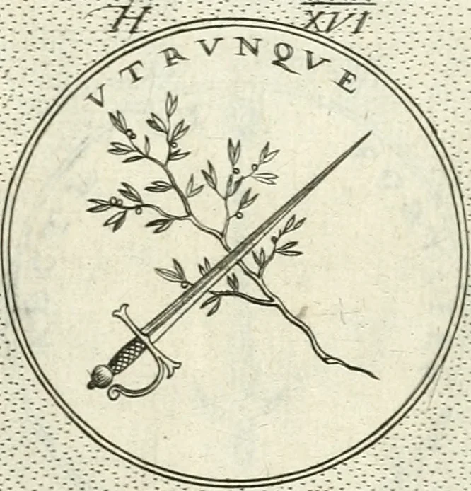 An illustration from Symbola diuina & humana pontificvm, imperatorvm, regvm : accessit breuis & facilis isagoge Iac. Typotii : ex mvsaeo Octavii de Strada civis Romani : tomus primus[-tertius], 1601, leaf 82
