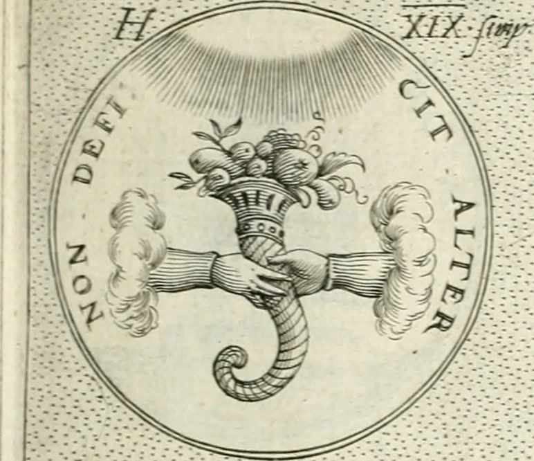 An illustration from Symbola diuina & humana pontificvm, imperatorvm, regvm : accessit breuis & facilis isagoge Iac. Typotii : ex mvsaeo Octavii de Strada civis Romani : tomus primus[-tertius], 1601, leaf 84