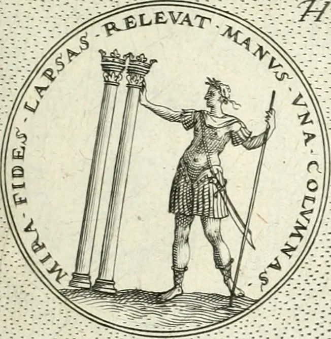 An illustration from Symbola diuina & humana pontificvm, imperatorvm, regvm : accessit breuis & facilis isagoge Iac. Typotii : ex mvsaeo Octavii de Strada civis Romani : tomus primus[-tertius], 1601, leaf 92