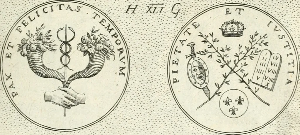 An illustration from Symbola diuina & humana pontificvm, imperatorvm, regvm : accessit breuis & facilis isagoge Iac. Typotii : ex mvsaeo Octavii de Strada civis Romani : tomus primus[-tertius], 1601, leaf 92