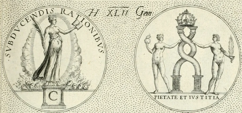 An illustration from Symbola diuina & humana pontificvm, imperatorvm, regvm : accessit breuis & facilis isagoge Iac. Typotii : ex mvsaeo Octavii de Strada civis Romani : tomus primus[-tertius], 1601, leaf 94
