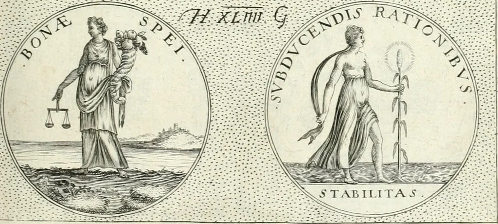 An illustration from Symbola diuina & humana pontificvm, imperatorvm, regvm : accessit breuis & facilis isagoge Iac. Typotii : ex mvsaeo Octavii de Strada civis Romani : tomus primus[-tertius], 1601, leaf 94