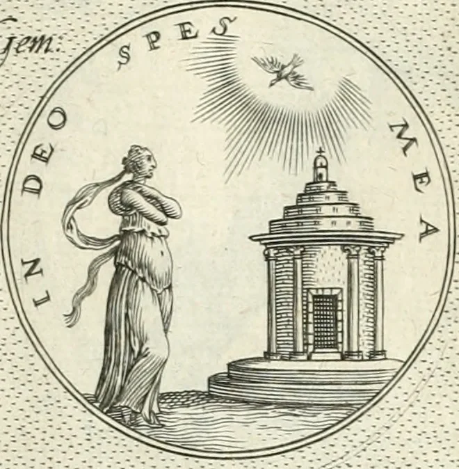 An illustration from Symbola diuina & humana pontificvm, imperatorvm, regvm : accessit breuis & facilis isagoge Iac. Typotii : ex mvsaeo Octavii de Strada civis Romani : tomus primus[-tertius], 1601, leaf 96