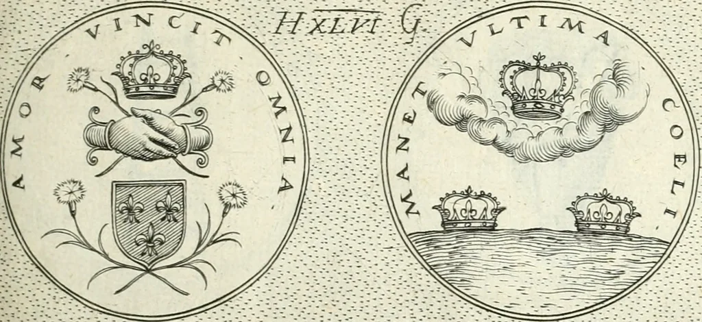 An illustration from Symbola diuina & humana pontificvm, imperatorvm, regvm : accessit breuis & facilis isagoge Iac. Typotii : ex mvsaeo Octavii de Strada civis Romani : tomus primus[-tertius], 1601, leaf 96