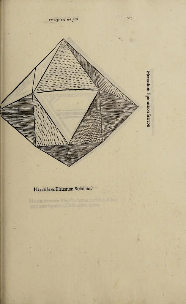 An illustration from Diuina proportione : opera a tutti glingegni perspicaci e curiosi necessaria oue ciascun studioso di philosophia, prospectiua, pictura sculpura, architectura, musica, e altre mathematice, suauissima, sottile, e admirabile doctrina consequira e de lectarasso co[n] varie questione de secretissima scientia, 1509, leaf 215