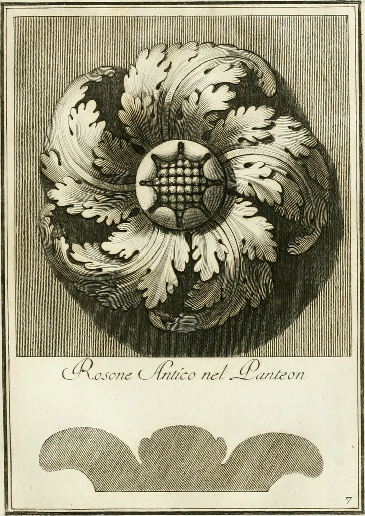 An illustration from Manuale di varj ornamenti tratti dalle fabbriche, e frammenti antichi : per uso, e commodo de' pittori, scultori, architetti, scarpellini, stuccatori, intagliatori di pietre, e legni, argentieri, giojellieri, ricamatori, ebanisti & c., 1781, leaf 24