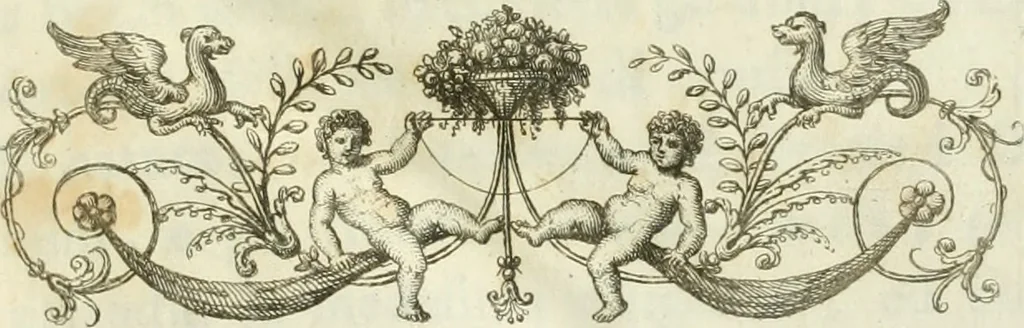 An illustration from Manuale di varj ornamenti tratti dalle fabbriche, e frammenti antichi : per uso, e commodo de' pittori, scultori, architetti, scarpellini, stuccatori, intagliatori di pietre, e legni, argentieri, giojellieri, ricamatori, ebanisti & c., 1781, leaf 4