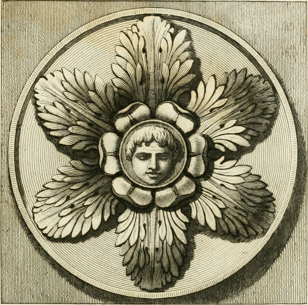 An illustration from Manuale di varj ornamenti tratti dalle fabbriche, e frammenti antichi : per uso, e commodo de' pittori, scultori, architetti, scarpellini, stuccatori, intagliatori di pietre, e legni, argentieri, giojellieri, ricamatori, ebanisti & c., 1781, leaf 64