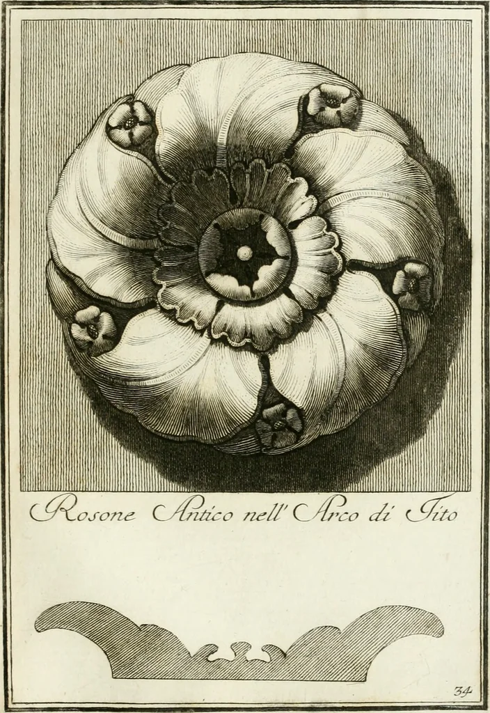 An illustration from Manuale di varj ornamenti tratti dalle fabbriche, e frammenti antichi : per uso, e commodo de' pittori, scultori, architetti, scarpellini, stuccatori, intagliatori di pietre, e legni, argentieri, giojellieri, ricamatori, ebanisti & c., 1781, leaf 78