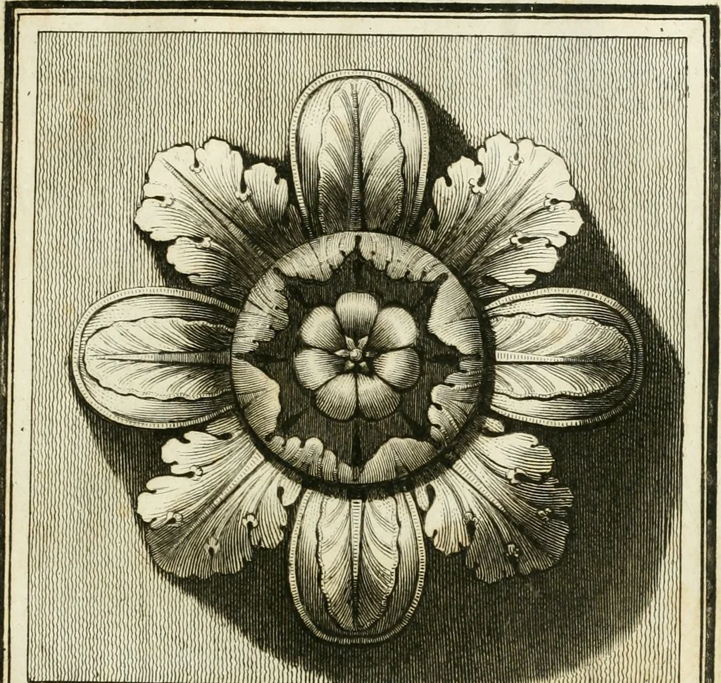 An illustration from Manuale di varj ornamenti tratti dalle fabbriche, e frammenti antichi : per uso, e commodo de' pittori, scultori, architetti, scarpellini, stuccatori, intagliatori di pietre, e legni, argentieri, giojellieri, ricamatori, ebanisti & c., 1781, leaf 90
