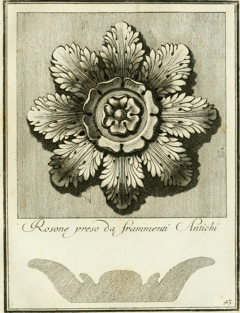 An illustration from Manuale di varj ornamenti tratti dalle fabbriche, e frammenti antichi : per uso, e commodo de' pittori, scultori, architetti, scarpellini, stuccatori, intagliatori di pietre, e legni, argentieri, giojellieri, ricamatori, ebanisti & c., 1781, leaf 96