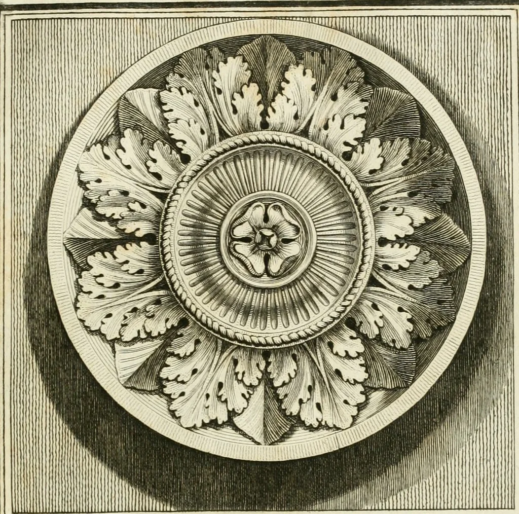 An illustration from Manuale di varj ornamenti tratti dalle fabbriche, e frammenti antichi : per uso, e commodo de' pittori, scultori, architetti, scarpellini, stuccatori, intagliatori di pietre, e legni, argentieri, giojellieri, ricamatori, ebanisti & c., 1781, leaf 98