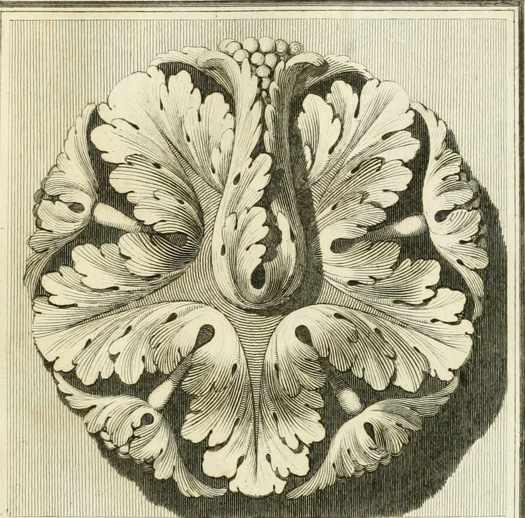 An illustration from Manuale di varj ornamenti tratti dalle fabbriche, e frammenti antichi : per uso, e commodo de' pittori, scultori, architetti, scarpellini, stuccatori, intagliatori di pietre, e legni, argentieri, giojellieri, ricamatori, ebanisti & c., 1781, leaf 16