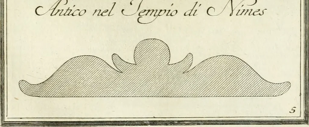 An illustration from Manuale di varj ornamenti tratti dalle fabbriche, e frammenti antichi : per uso, e commodo de' pittori, scultori, architetti, scarpellini, stuccatori, intagliatori di pietre, e legni, argentieri, giojellieri, ricamatori, ebanisti & c., 1781, leaf 18