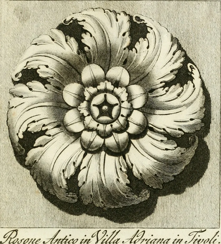 An illustration from Manuale di varj ornamenti tratti dalle fabbriche, e frammenti antichi : per uso, e commodo de' pittori, scultori, architetti, scarpellini, stuccatori, intagliatori di pietre, e legni, argentieri, giojellieri, ricamatori, ebanisti & c., 1781, leaf 38