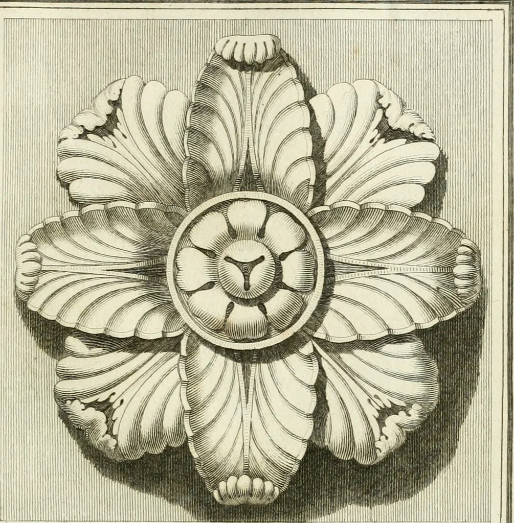 An illustration from Manuale di varj ornamenti tratti dalle fabbriche, e frammenti antichi : per uso, e commodo de' pittori, scultori, architetti, scarpellini, stuccatori, intagliatori di pietre, e legni, argentieri, giojellieri, ricamatori, ebanisti & c., 1781, leaf 52