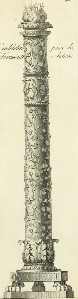 An illustration from Manuale di varj ornamenti tratti dalle fabbriche, e frammenti antichi : per uso, e commodo de' pittori, scultori, architetti, scarpellini, stuccatori, intagliatori di pietre, e legni, argentieri, giojellieri, ricamatori, ebanisti & c., 1781, leaf 100