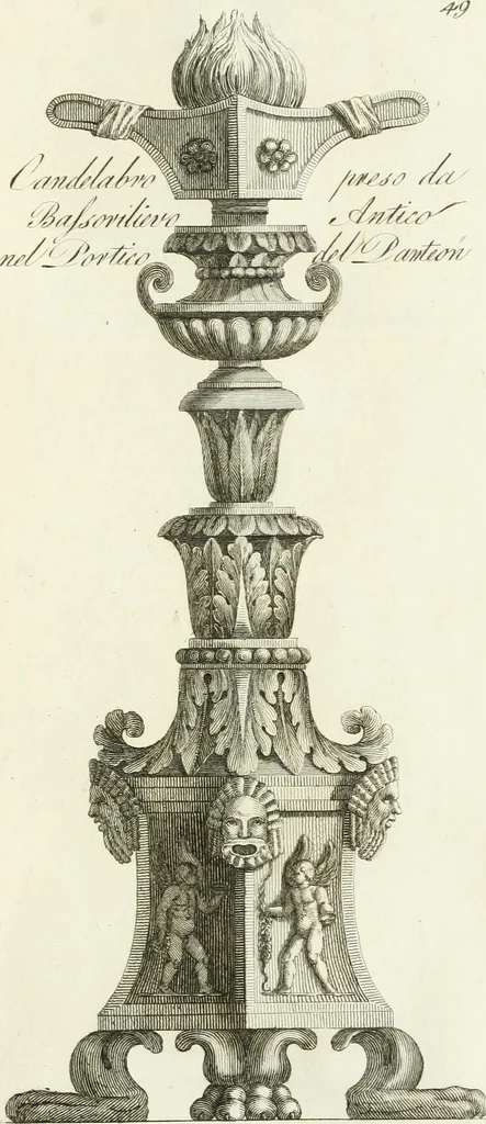 An illustration from Manuale di varj ornamenti tratti dalle fabbriche, e frammenti antichi : per uso, e commodo de' pittori, scultori, architetti, scarpellini, stuccatori, intagliatori di pietre, e legni, argentieri, giojellieri, ricamatori, ebanisti & c., 1781, leaf 112
