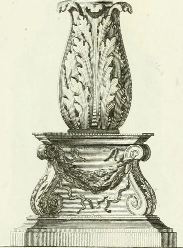 An illustration from Manuale di varj ornamenti tratti dalle fabbriche, e frammenti antichi : per uso, e commodo de' pittori, scultori, architetti, scarpellini, stuccatori, intagliatori di pietre, e legni, argentieri, giojellieri, ricamatori, ebanisti & c., 1781, leaf 116