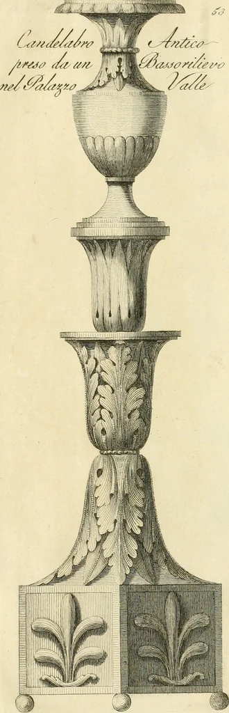 An illustration from Manuale di varj ornamenti tratti dalle fabbriche, e frammenti antichi : per uso, e commodo de' pittori, scultori, architetti, scarpellini, stuccatori, intagliatori di pietre, e legni, argentieri, giojellieri, ricamatori, ebanisti & c., 1781, leaf 120