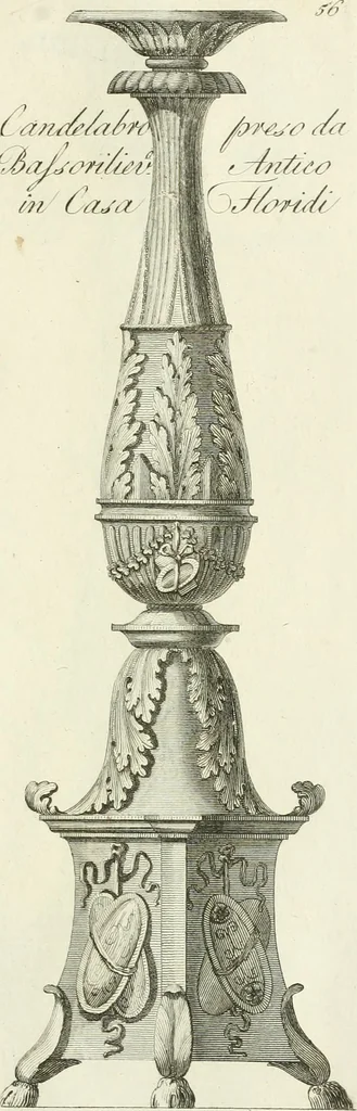 An illustration from Manuale di varj ornamenti tratti dalle fabbriche, e frammenti antichi : per uso, e commodo de' pittori, scultori, architetti, scarpellini, stuccatori, intagliatori di pietre, e legni, argentieri, giojellieri, ricamatori, ebanisti & c., 1781, leaf 126