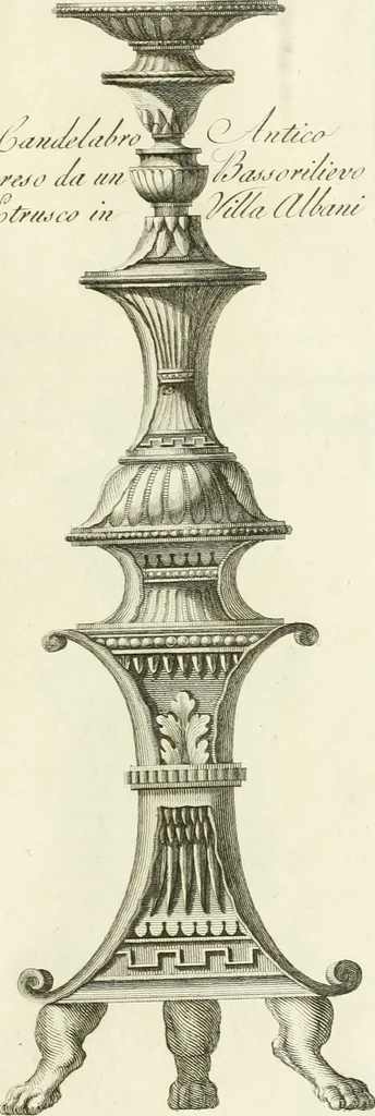 An illustration from Manuale di varj ornamenti tratti dalle fabbriche, e frammenti antichi : per uso, e commodo de' pittori, scultori, architetti, scarpellini, stuccatori, intagliatori di pietre, e legni, argentieri, giojellieri, ricamatori, ebanisti & c., 1781, leaf 132