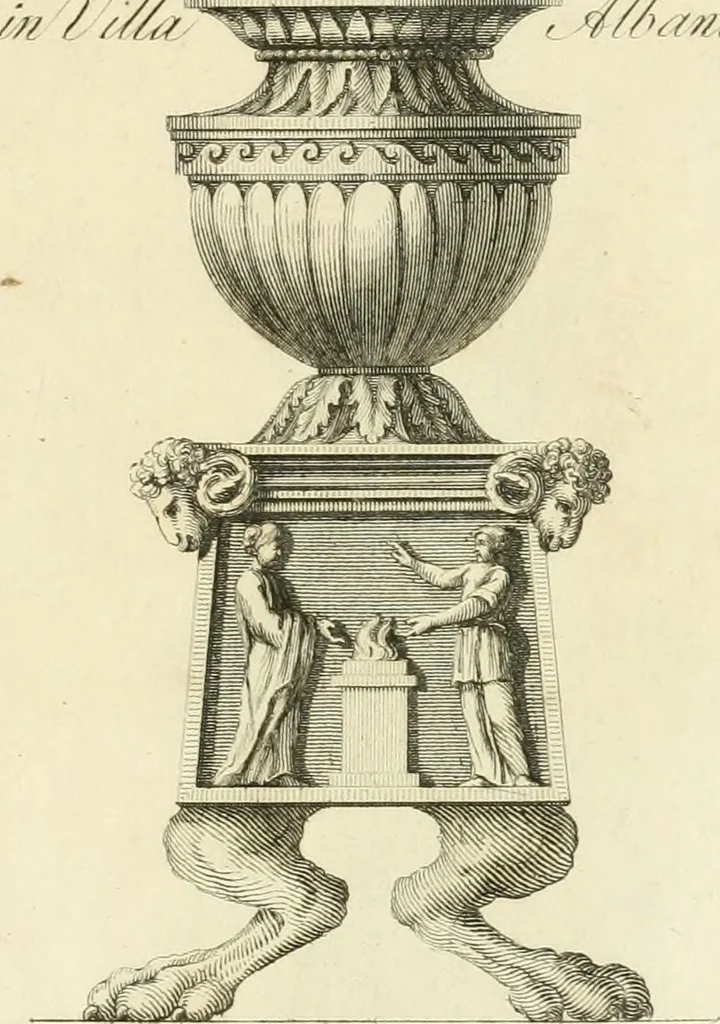 An illustration from Manuale di varj ornamenti tratti dalle fabbriche, e frammenti antichi : per uso, e commodo de' pittori, scultori, architetti, scarpellini, stuccatori, intagliatori di pietre, e legni, argentieri, giojellieri, ricamatori, ebanisti & c., 1781, leaf 134