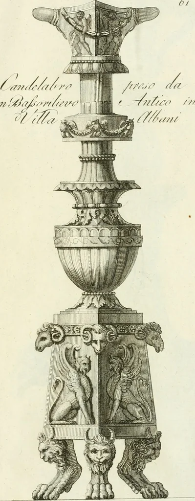 An illustration from Manuale di varj ornamenti tratti dalle fabbriche, e frammenti antichi : per uso, e commodo de' pittori, scultori, architetti, scarpellini, stuccatori, intagliatori di pietre, e legni, argentieri, giojellieri, ricamatori, ebanisti & c., 1781, leaf 136