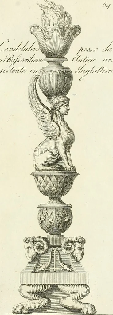 An illustration from Manuale di varj ornamenti tratti dalle fabbriche, e frammenti antichi : per uso, e commodo de' pittori, scultori, architetti, scarpellini, stuccatori, intagliatori di pietre, e legni, argentieri, giojellieri, ricamatori, ebanisti & c., 1781, leaf 142
