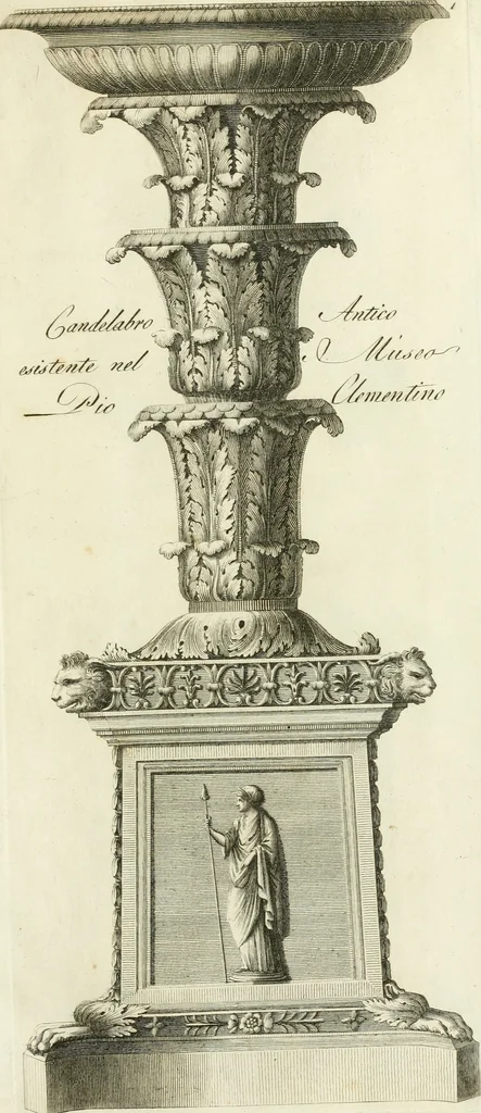 An illustration from Manuale di varj ornamenti tratti dalle fabbriche, e frammenti antichi : per uso, e commodo de' pittori, scultori, architetti, scarpellini, stuccatori, intagliatori di pietre, e legni, argentieri, giojellieri, ricamatori, ebanisti & c., 1781, leaf 16