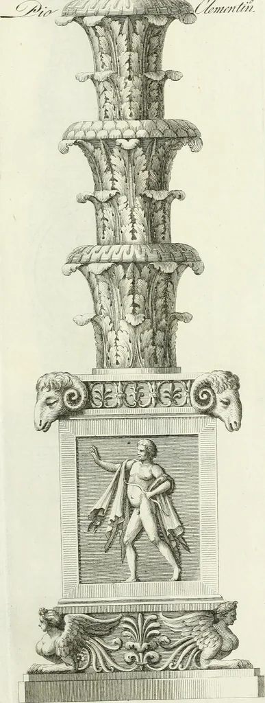 An illustration from Manuale di varj ornamenti tratti dalle fabbriche, e frammenti antichi : per uso, e commodo de' pittori, scultori, architetti, scarpellini, stuccatori, intagliatori di pietre, e legni, argentieri, giojellieri, ricamatori, ebanisti & c., 1781, leaf 20