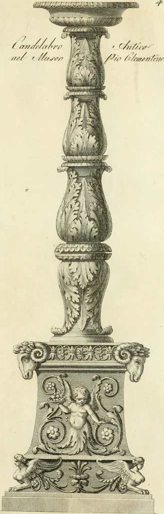 An illustration from Manuale di varj ornamenti tratti dalle fabbriche, e frammenti antichi : per uso, e commodo de' pittori, scultori, architetti, scarpellini, stuccatori, intagliatori di pietre, e legni, argentieri, giojellieri, ricamatori, ebanisti & c., 1781, leaf 22